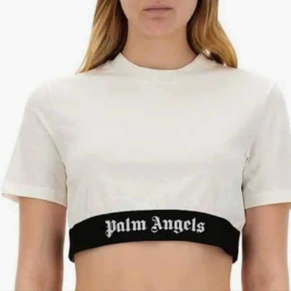Palm Angels Tops - Palm Angels | Logo Underband Cropped T Shirt